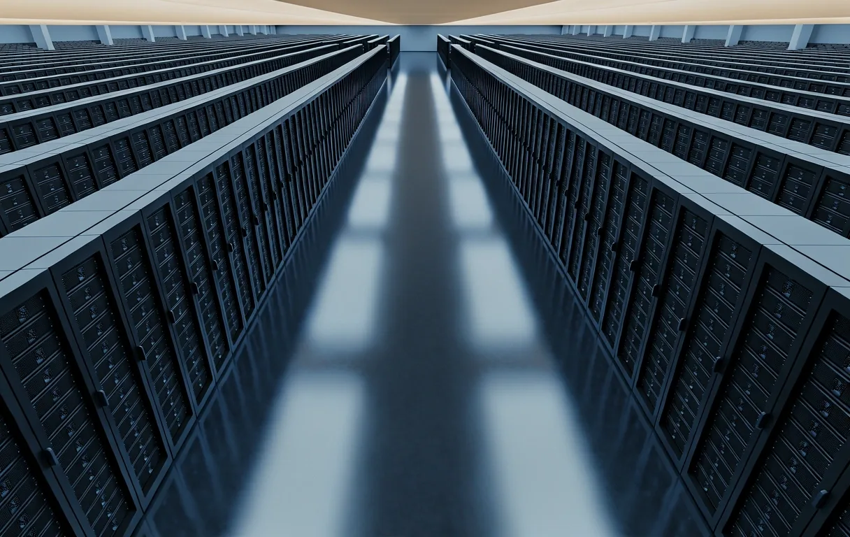 High altitude view of data center infrastructure